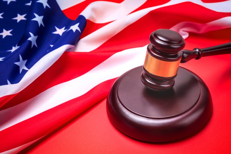 Law Gavel and USA America Flag